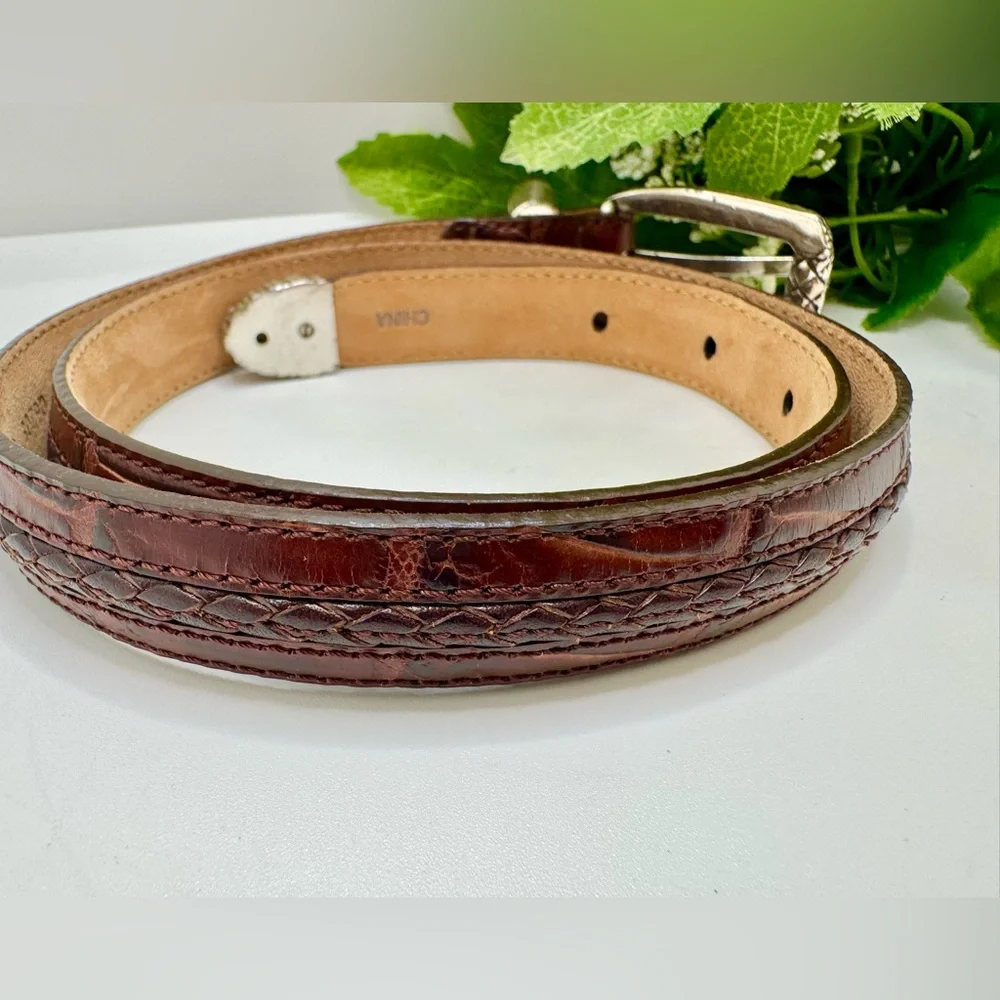 Vintage Brighton Women's  Brown Leather Belt Embelishments
